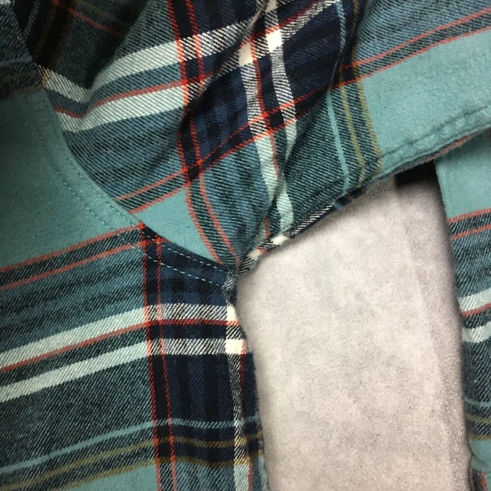 Eddie Bauer Mens Plaid Flannel‎ Shirt size XXL Long Sleeve Button Up Pocket Blue